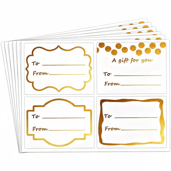 Name Tag Gold Foil Holiday Present Stickers To and From Labels for Wedding Birthday Present,3x2 inches 80 Pcs
