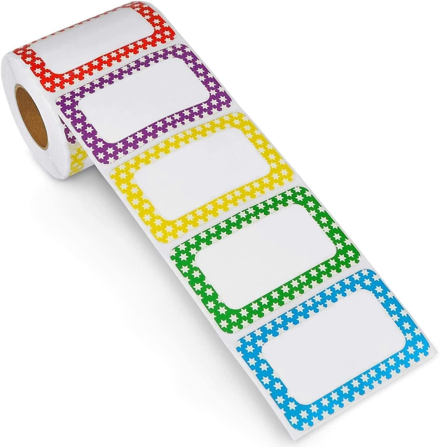 Name Tag Labels Colorful Border Name Tag Stickers, 300 pcs Adhesive