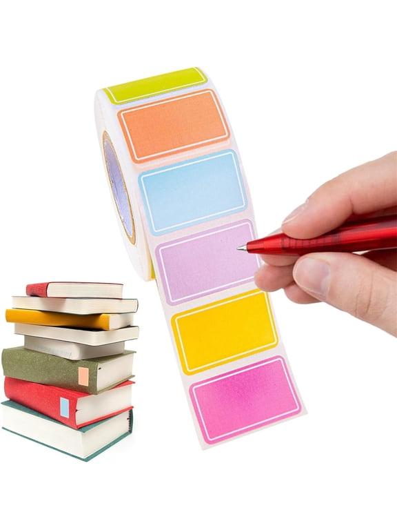 Name Tag Labels Stickers Large 500 Colorful 25x15mm 6 Colors Waterproof Adhesive Name Tags Sticky Labels for Clothes Office School Presents Kitchen Food Bottles Folders and Birthday Parties