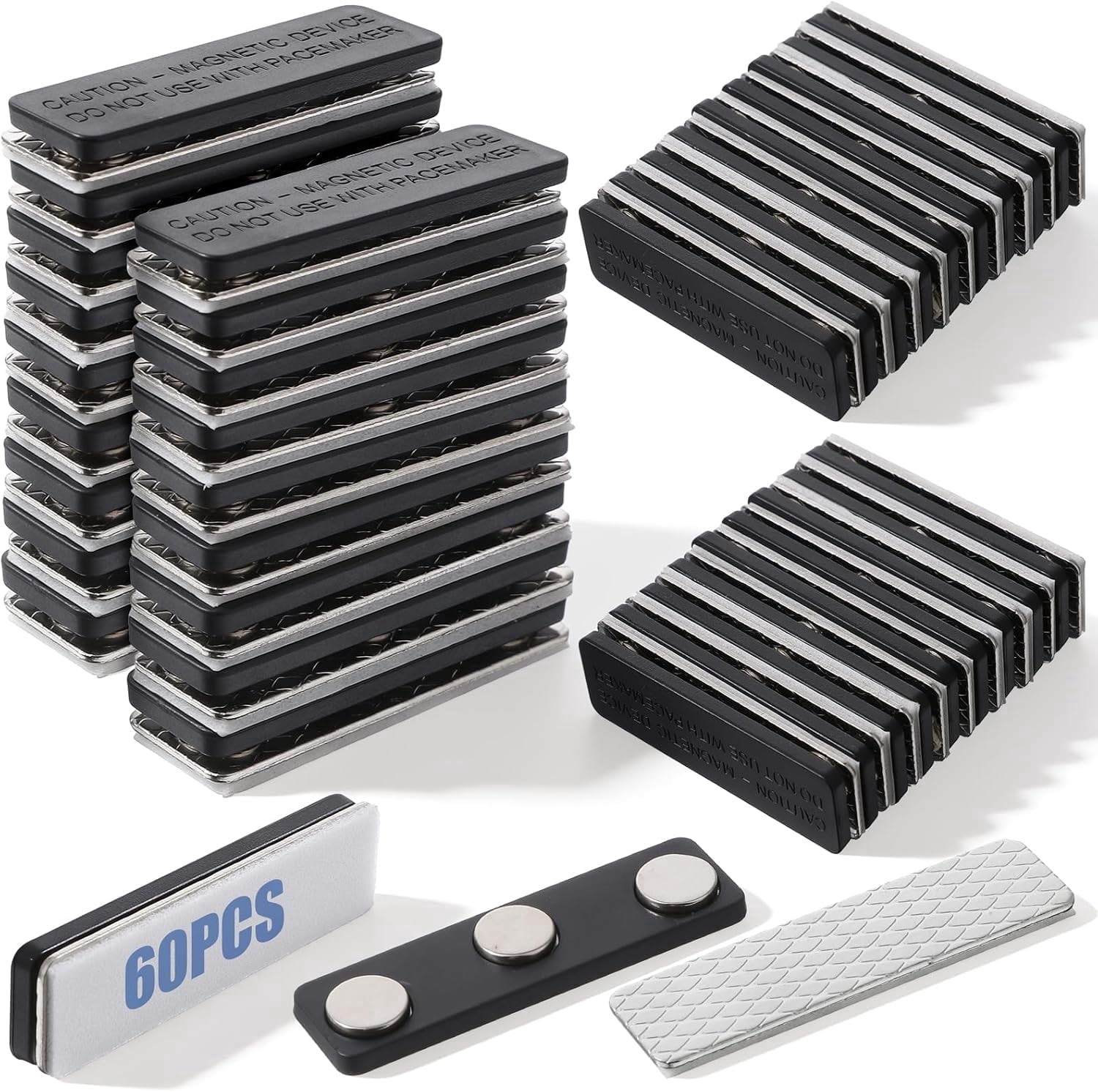 Name Tag Magnets 60 Pack, Strong Magnetic Name Badge Holders for Shirts Clothes, Heavy Duty Neodymium Magnets for ID Badges, Uniforms, Conferences, Events