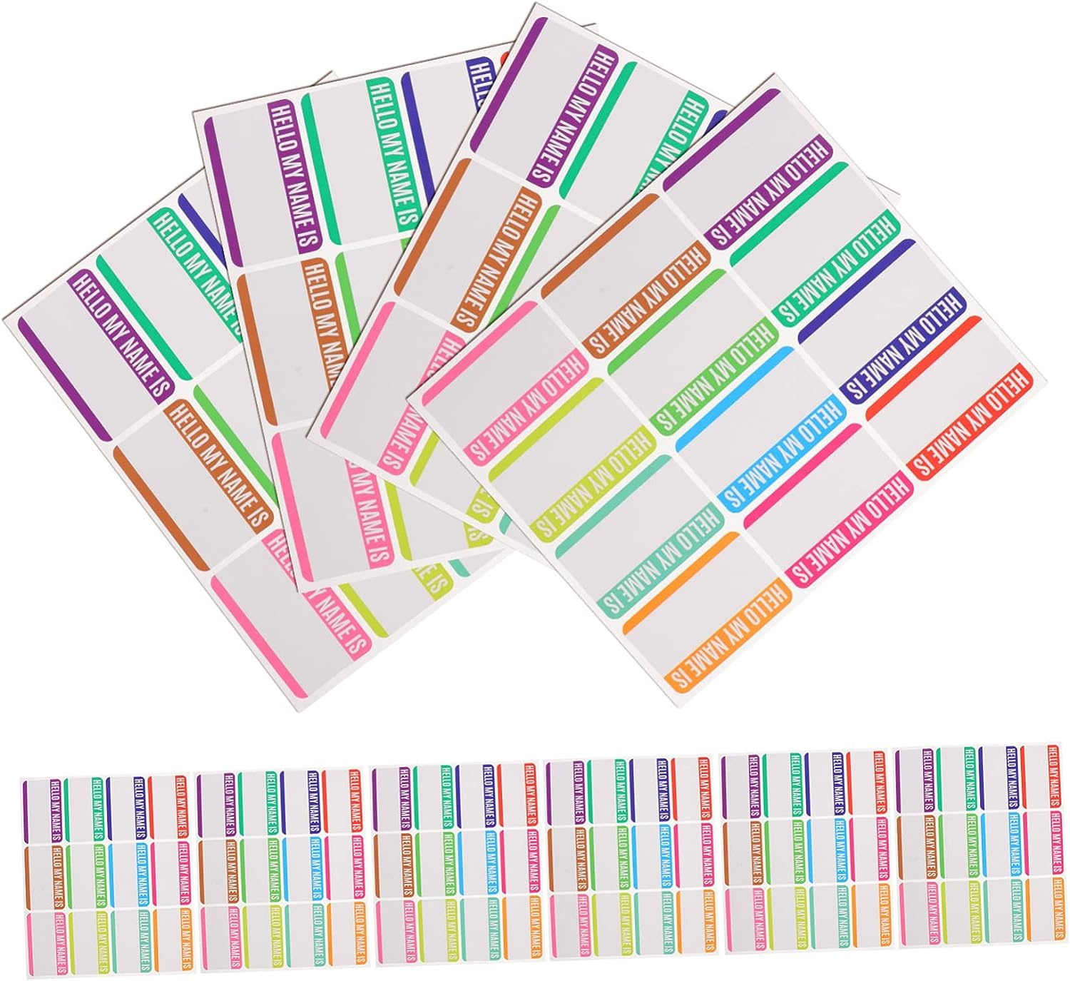 Name Tag Stickers 10 Sheets Name Sticker Labels Cartoon Child Colorful Mesh Bag PVC Self