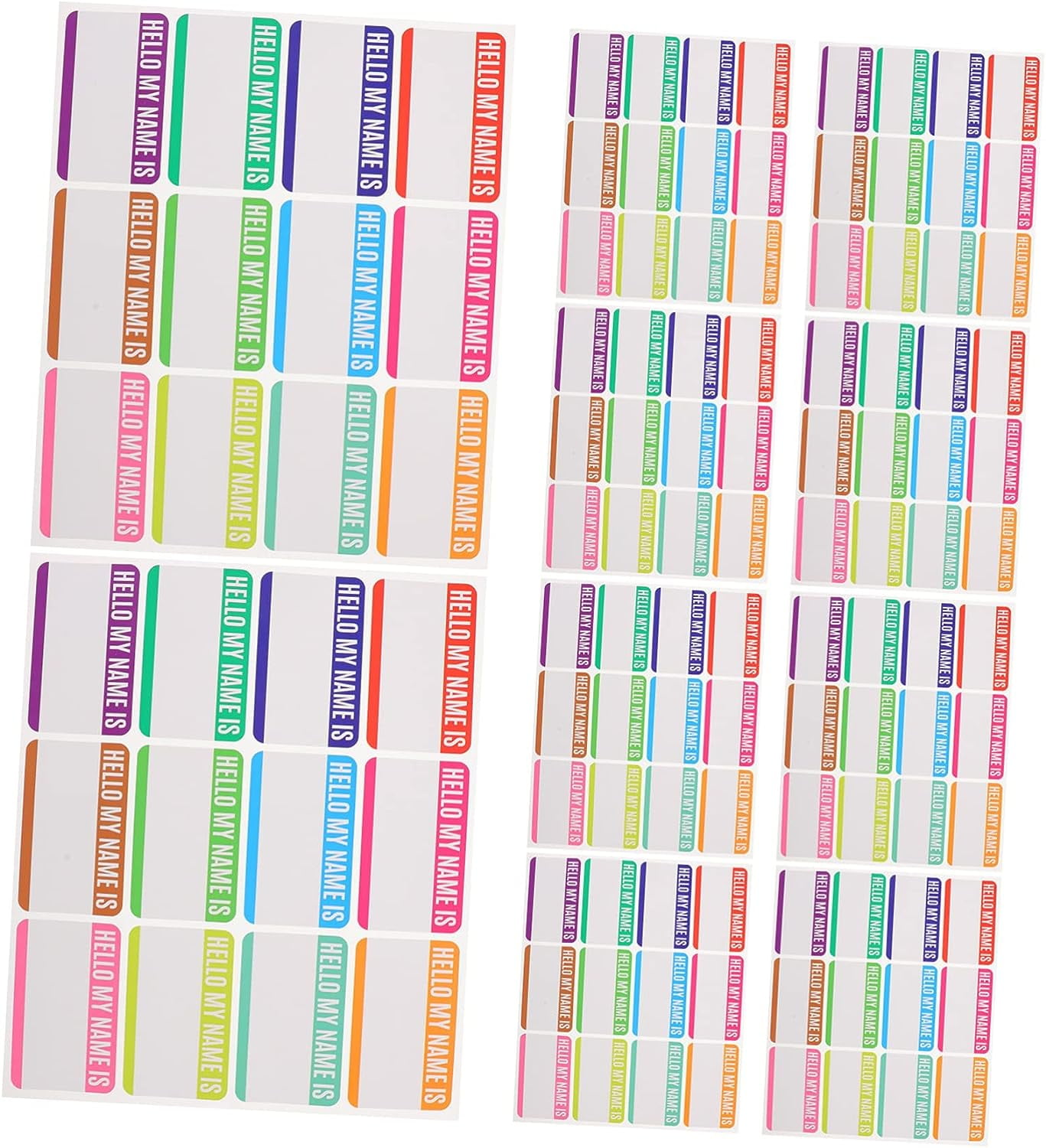 Name Tag Stickers 10 Sheets Name Sticker Tags Colorful Child PVC Self