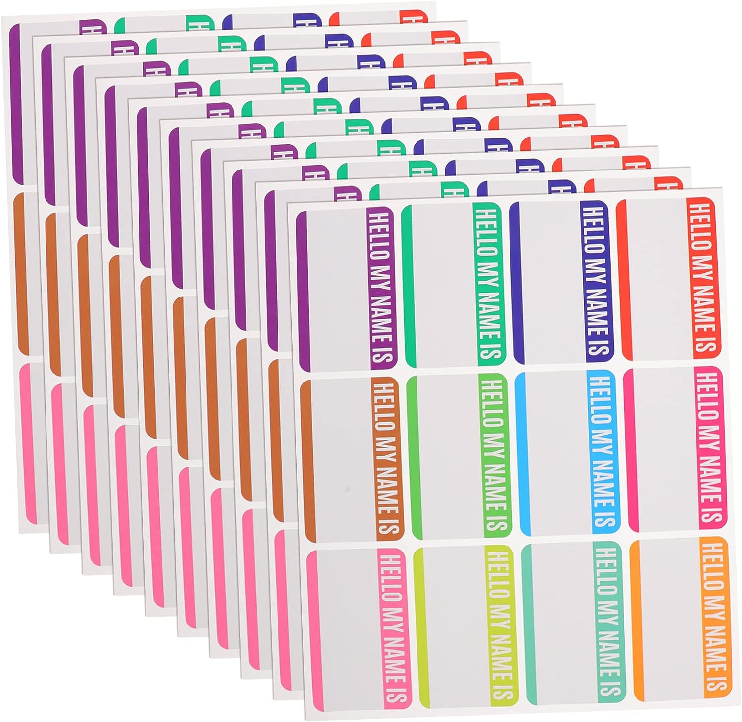 Name Tag Stickers 10 Sheets Name Sticker Tags Mesh Bag Colorful Child