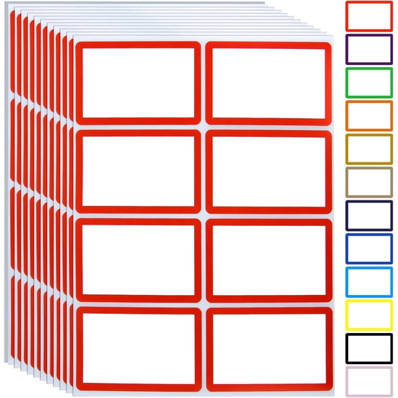 Name Tag Stickers,15 Colors Available,200pcs Red Name Tag Labels,3.5" x 2.25" Name Badges Name Tags Label for School,Party,Training,Clothing(Red)
