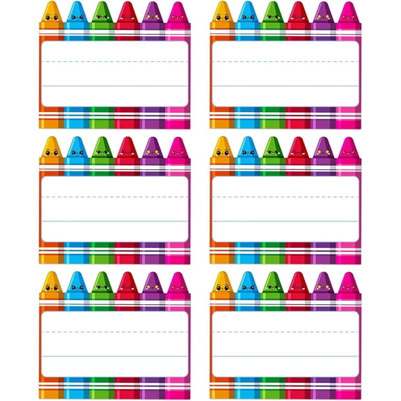 Name Tags Label Stickers 36 count Classroom Desk Nameplates for Students Crayon Name Label Stickers Decorations Desks Name Tags for Elementary to School Teacher Supplies