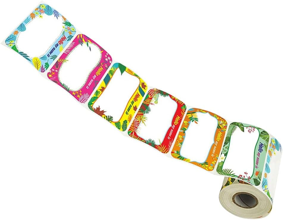 Name Tags Stickers 1 Roll Colorful Border Category Labels Adhesive