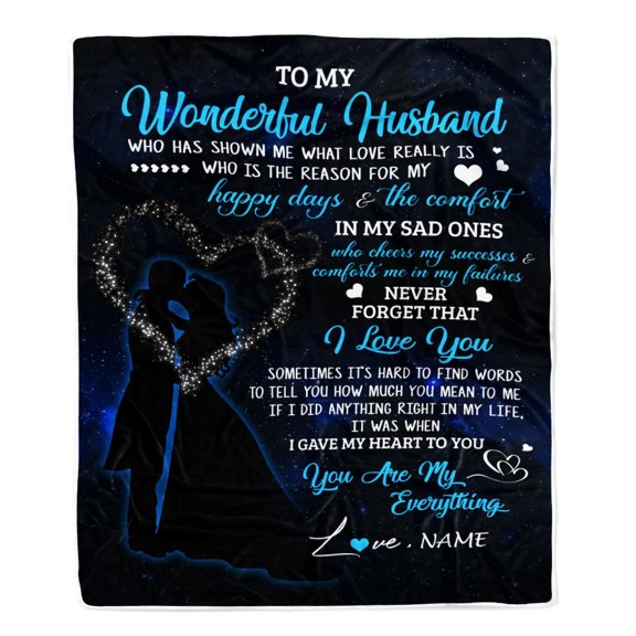 Name To My Husband Blanket From Wife You Are My Everything Husband Birthday Wedding Anniversary Bed Quilt Fleece Blanket, 60x80in Fleece Blanket
