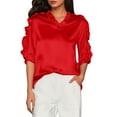 thumbnail image 1 of Name Women's Summer Solid Color Short Sleeve Ruffle Collar V Neck Blouse, 1 of 2