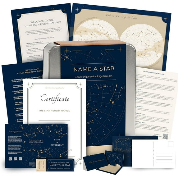 Name a Box - Personalized Kit, , Galaxy Pass, Greeting Card & Night Sky Poster - Romantic Astronomy for Anniversary or Memorial
