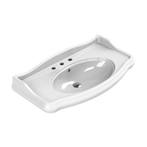 Nameeks 030400-U-Three Hole 1837 39-3/8" Ceramic Wall Mounted Bathroom Sink - White