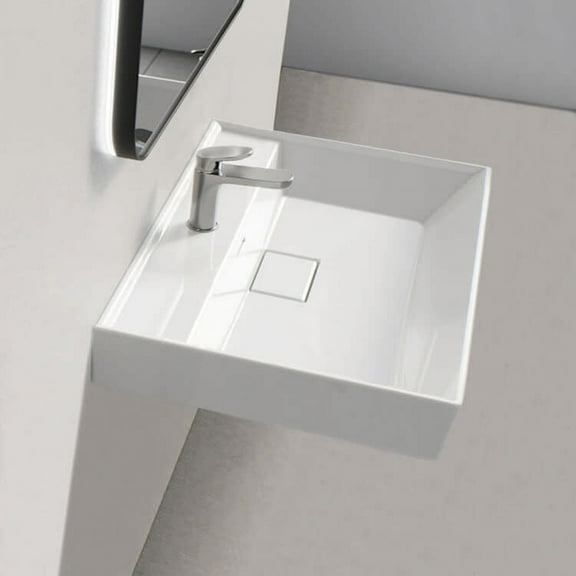 Nameeks 037000-U Sharp 18-15/16" Rectangular Ceramic Wall Mounted Or Drop In Bathroom Sink