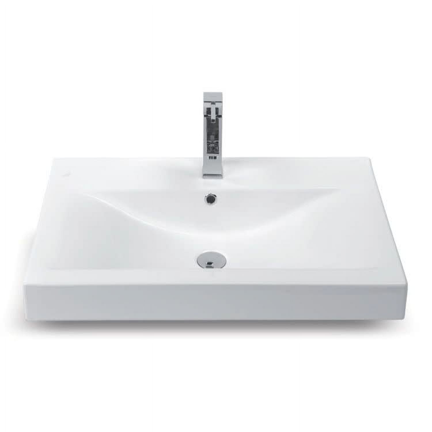 White Ceramic Rectangular Wall Mounted Bathroom Sink