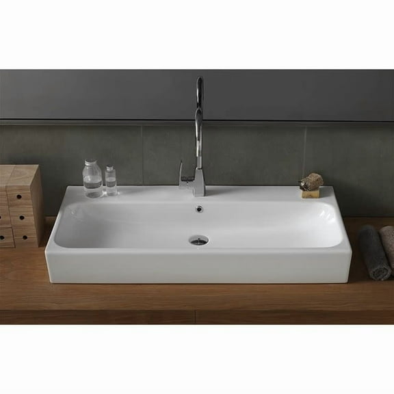 Nameeks 080300-U-One Hole Cerastyle 40" Ceramic Wall Mounted Bathroom Sink - White