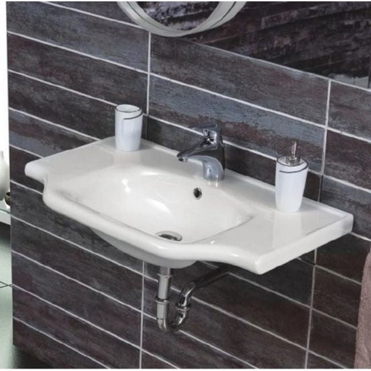 Yeni Klasik White Ceramic Rectangular Wall-Mounted Sink
