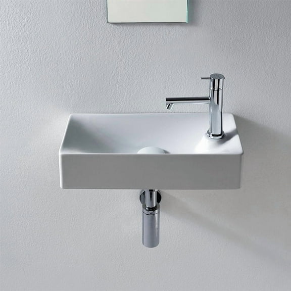 Nameeks 1501-One Hole Scarabeo 17-2/3" Ceramic Bathroom Sink For Vessel Or Wall Mounted