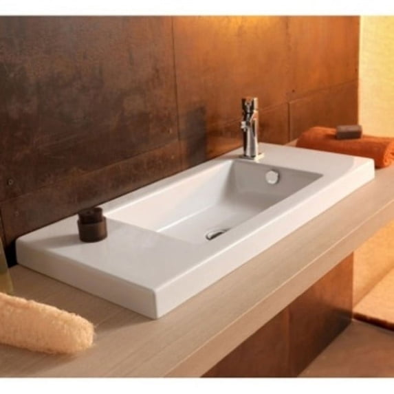 tecla 3501011-one hole series 35 rectangular ceramic wall mounted/built in sink, white