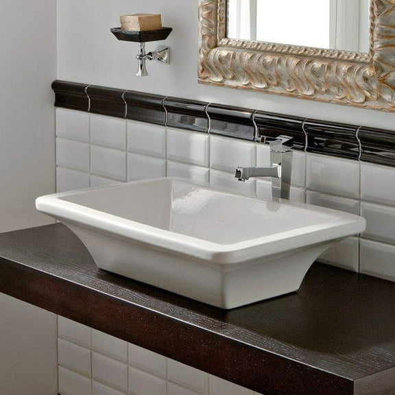 Nameeks 4002-No Hole Scarabeo 23-5/8" Ceramic Vessel Bathroom Sink - White