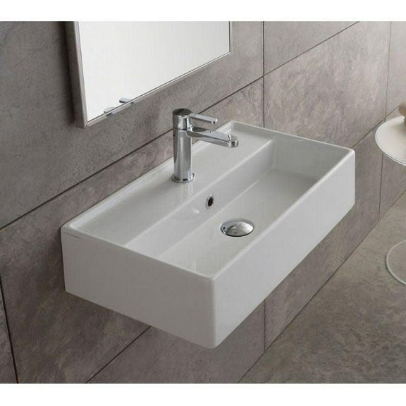 Nameeks 5002-One Hole Scarabeo 23-5/8" Ceramic Wall Mounted / Vessel Bathroom Sink - White