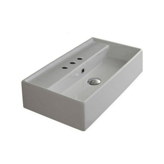 Nameeks 5002-Three Hole Scarabeo 23-5/8" Ceramic Wall Mounted / Vessel Bathroom Sink -