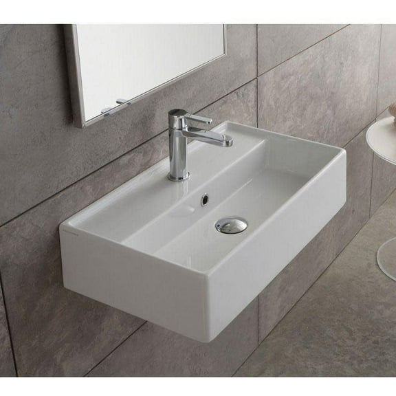Nameeks 5003-One Hole Scarabeo 31-1/2" Ceramic Wall Mounted / Vessel Bathroom Sink - White