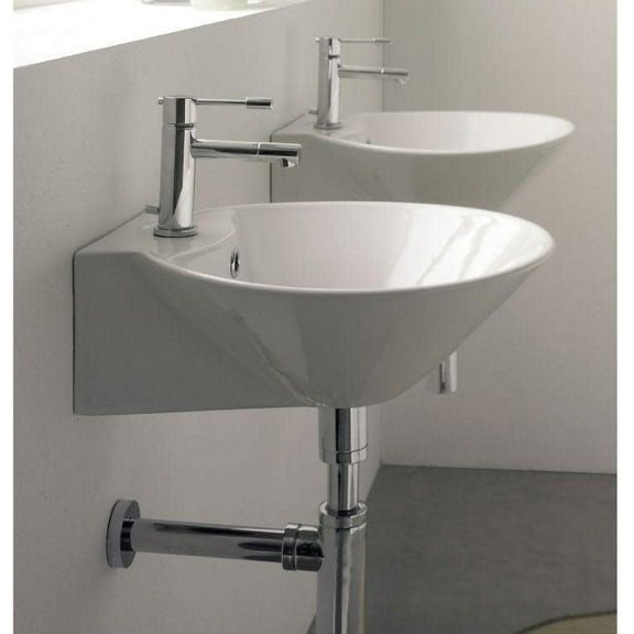 Nameeks 8010/R-One Hole Scarabeo 17" Ceramic Wall Mounted / Vessel Bathroom Sink - White