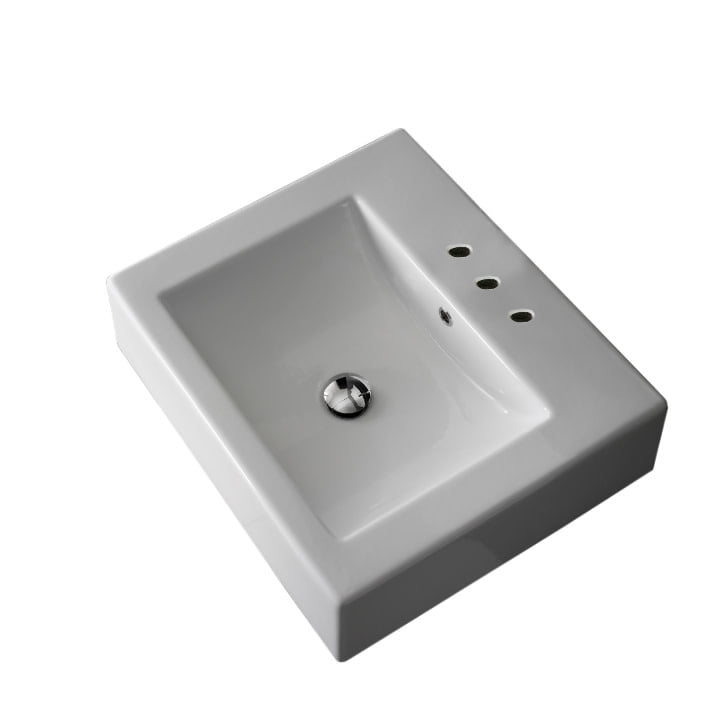 Scarabeo 20'' White Ceramic Wall-Mount Rectangular Sink