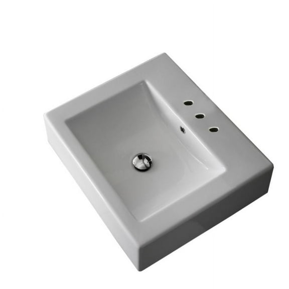 Nameeks 8025/B-Three Hole Scarabeo 20-1/8" Ceramic Wall Mounted / Vessel Bathroom Sink -