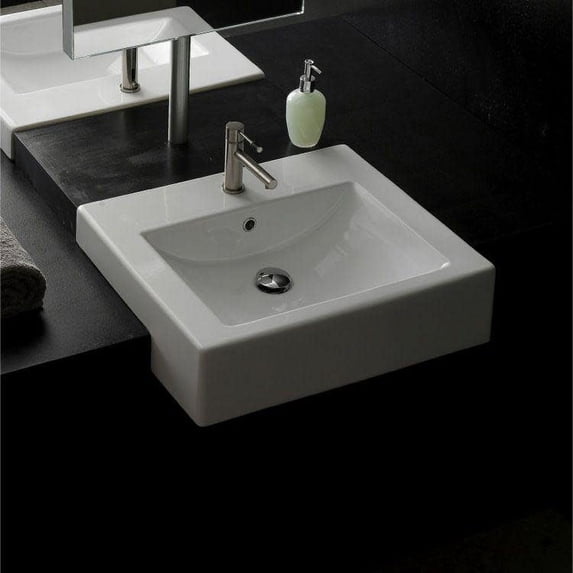 Nameeks Scarabeo 8025/D-One Hole Scarabeo 20-1/8" Ceramic Drop In Bathroom Sink - White