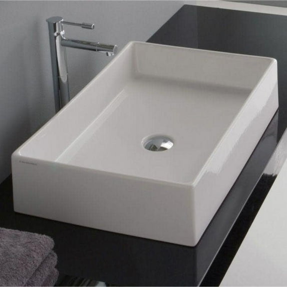 Nameeks 8031/60-No Hole Scarabeo 23-3/4" Ceramic Vessel Bathroom Sink - White