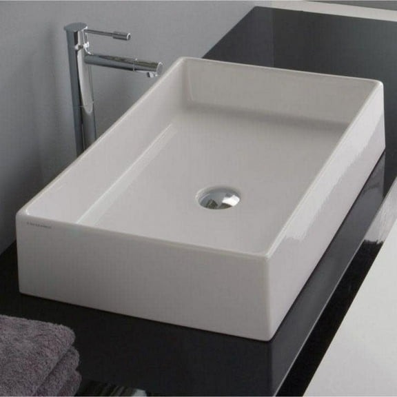 Nameeks 8031/60-No Hole Scarabeo 23-3/4" Ceramic Vessel Bathroom Sink - White