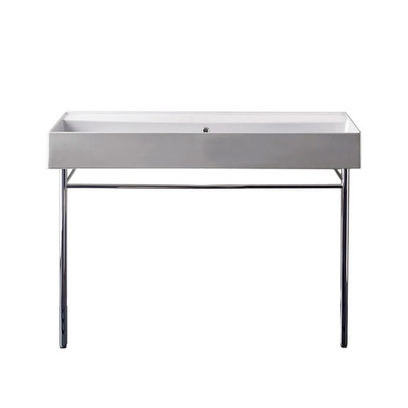 Nameeks 8031/R-120A-Con-No Hole Scarabeo 47-1/5" Ceramic Trough Style Bathroom Sink For