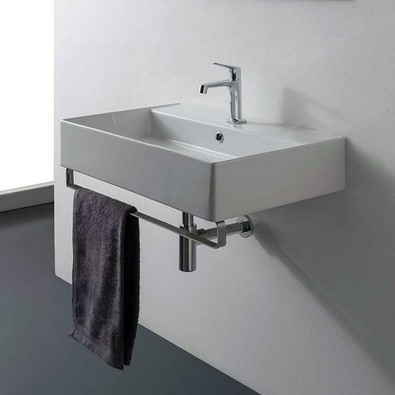 Nameeks 8031/R-80-Tb-One Hole Scarabeo 31-1/2" Ceramic Wall Mount Bathroom Sink - White