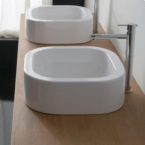 Nameeks 8306-No Hole Scarabeo 16" Ceramic Vessel Bathroom Sink - White