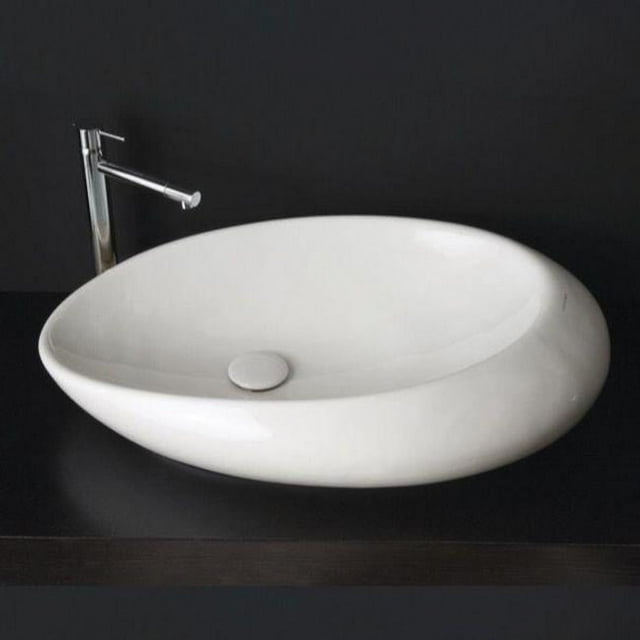 Nameeks 8601-No Hole Scarabeo 28" Ceramic Vessel Bathroom Sink - White