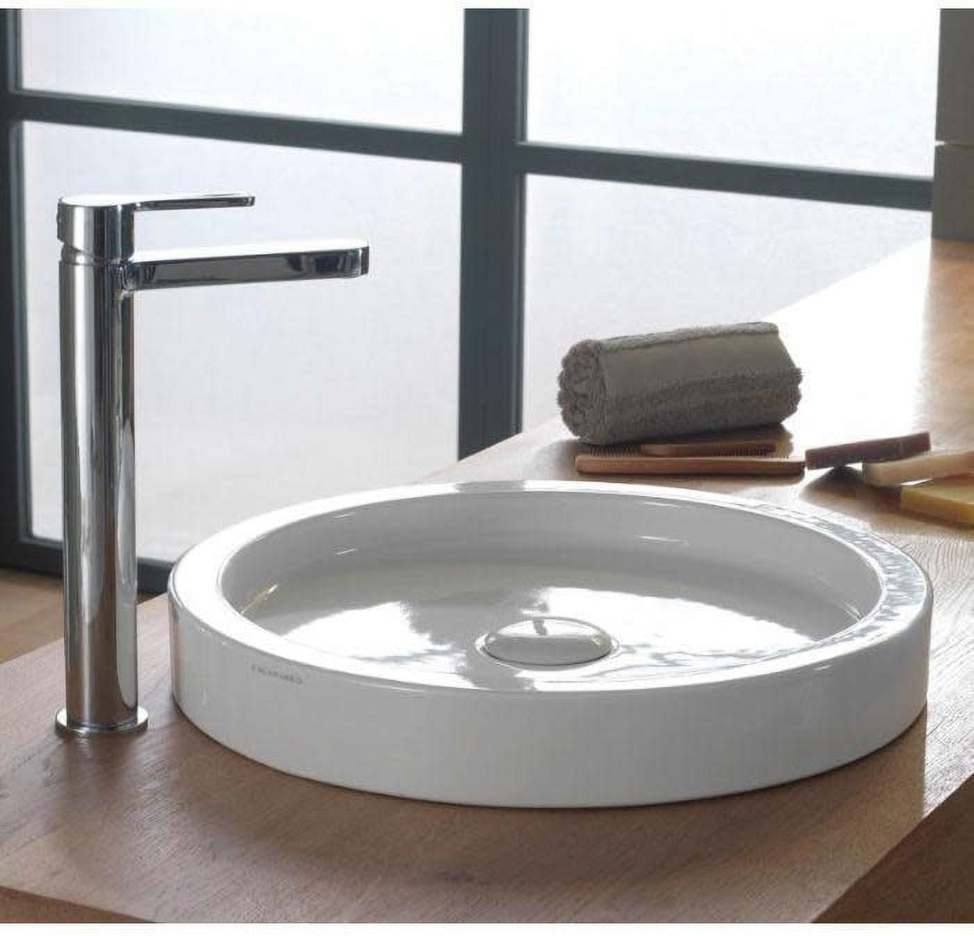 White Round Ceramic Vessel Bathroom Sink