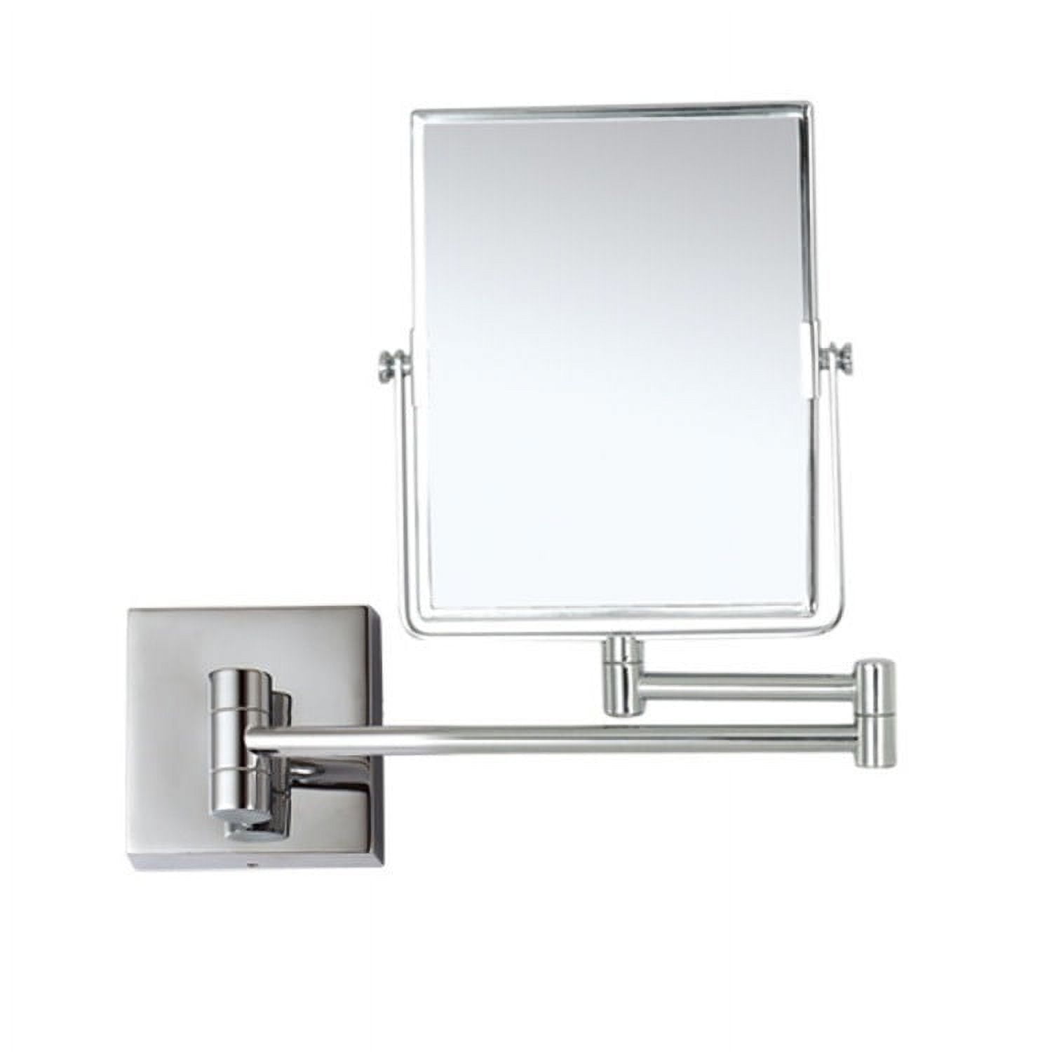 Chrome Rectangular LED Wall Mounted Makeup Mirror with Extendable Arm