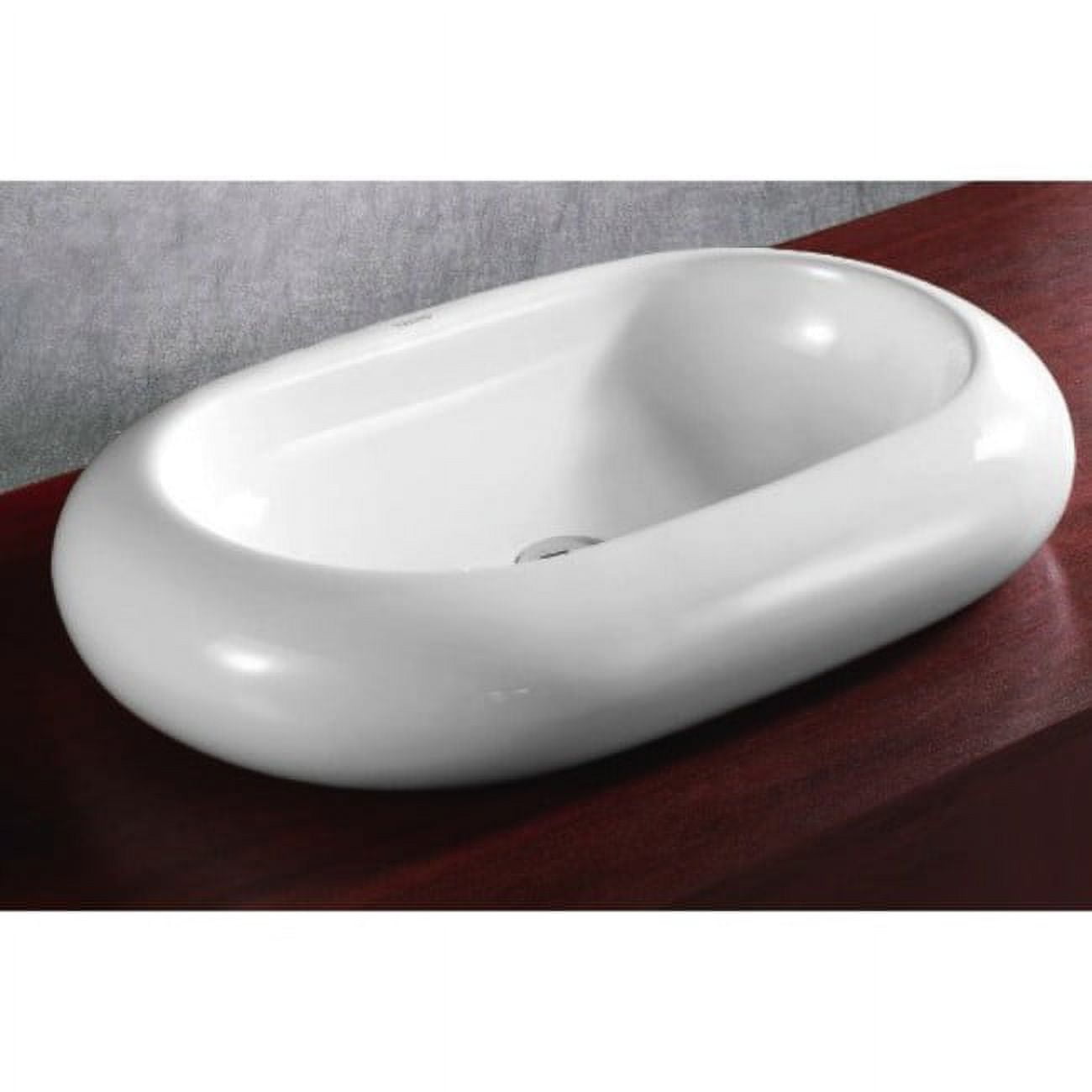 Glossy White Oval Ceramic Vessel Bathroom Sink