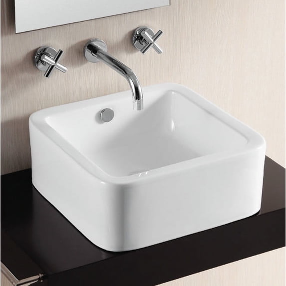 Nameeks Caracalla CA4941-No Hole Caracalla 16-1/2" Ceramic Vessel Bathroom Sink - White