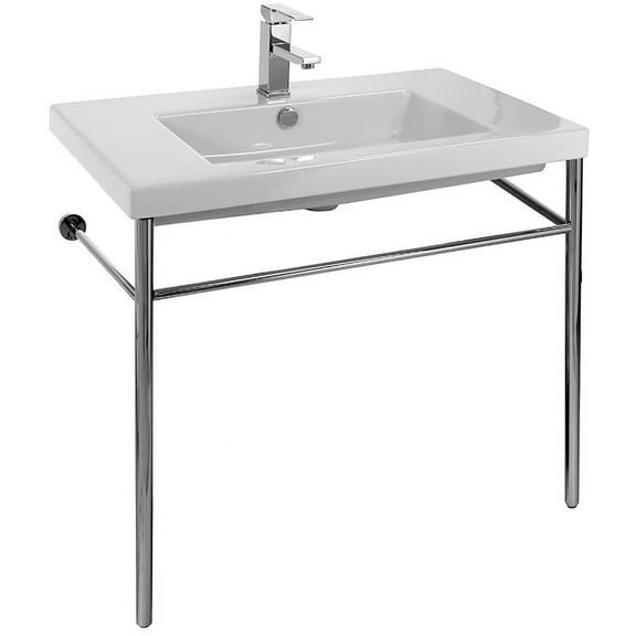 Nameeks Can02011-Con-One Hole Tecla 31-1/2" Ceramic Bathroom Sink For Console Installation