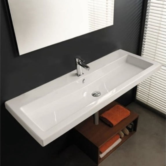 Nameeks Can05011a-One Hole Tecla 47-1/4" Ceramic Wall Mounted / Drop In Bathroom Sink -