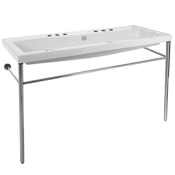 Nameeks Can05011b-Con-Six Hole Tecla 47-1/4" Ceramic Double Basin Bathroom Sink For