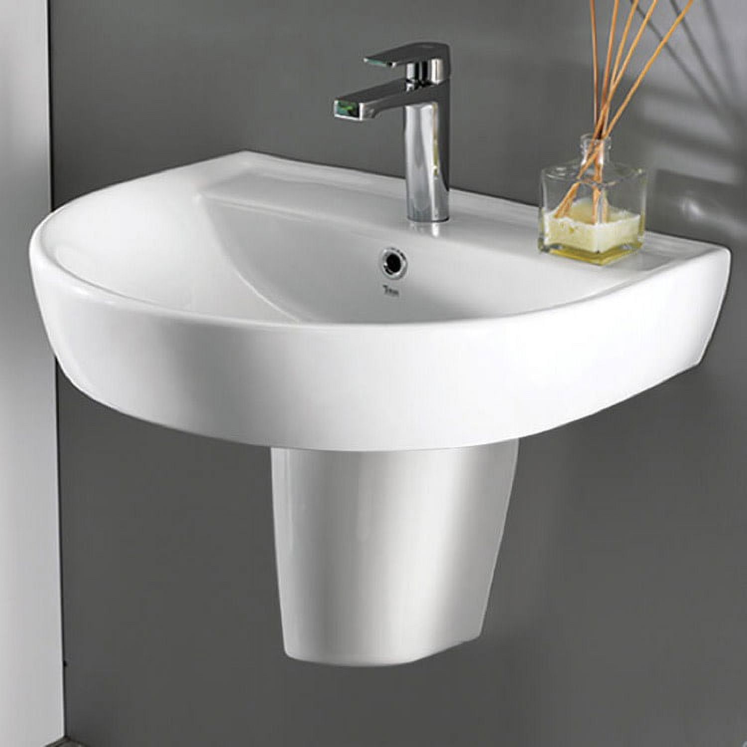 Bella White Ceramic Wall Mounted Bathroom Sink with One Hole