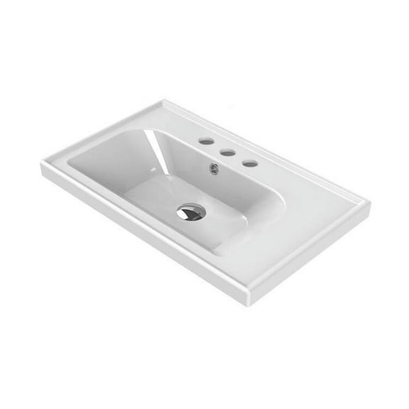Nameeks Cerastyle 031100-U-Three Hole Frame 27-5/8" Rectangular Ceramic Wall Mount / Drop
