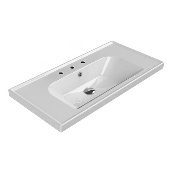 Nameeks Cerastyle 031300-U-Three Hole Frame 35-3/8" Rectangular Ceramic Drop In/Wall