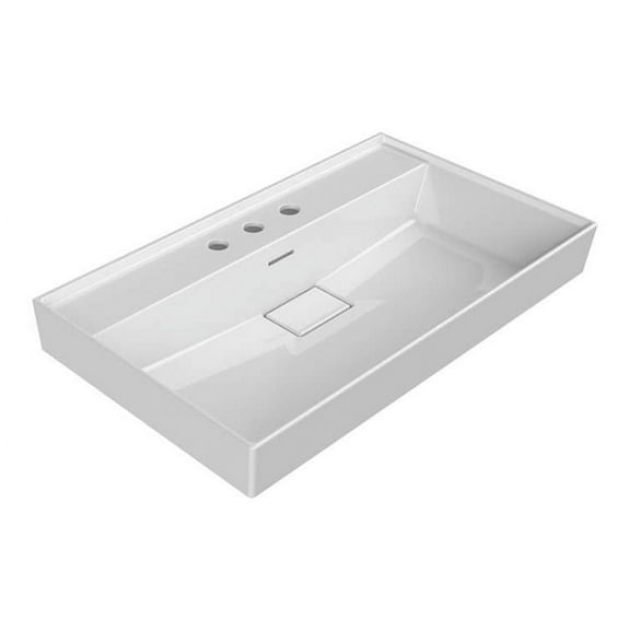 Nameeks Cerastyle 037300-U-Three Hole Sharp Rectangular Wall Mounted / Drop In Sink -