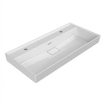 Nameeks Cerastyle 037600 Sharp Trough Ceramic Wall Mounted Or Drop In Sink - White