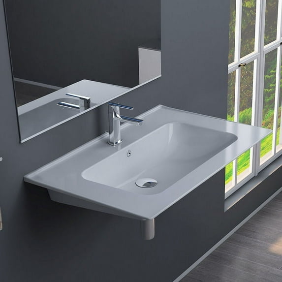 Nameeks CeraStyle 042000-U-One Hole Blue 23-1/2" Rectangular Ceramic Wall Mount / Drop In
