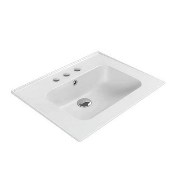 Nameeks Cerastyle 042000-U-Three Hole Blue 23-1/2" Rectangular Ceramic Wall Mount / Drop