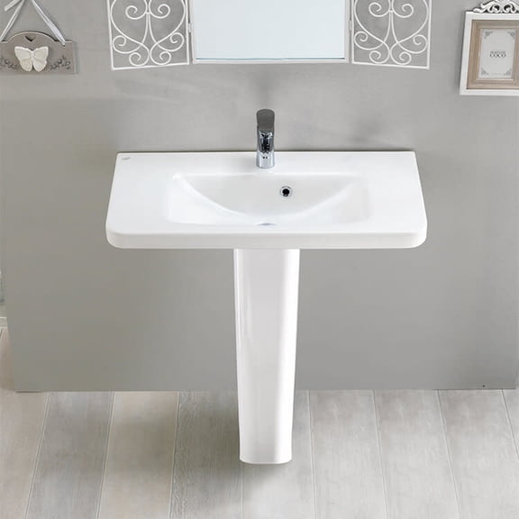 Nameeks Cerastyle 068300U-Ped-One Hole Porto 33-5/8" Rectangular Ceramic Pedestal Bathroom
