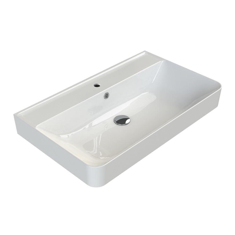 Hera 31.5'' White Ceramic Rectangular Wall-Mount Bathroom Sink